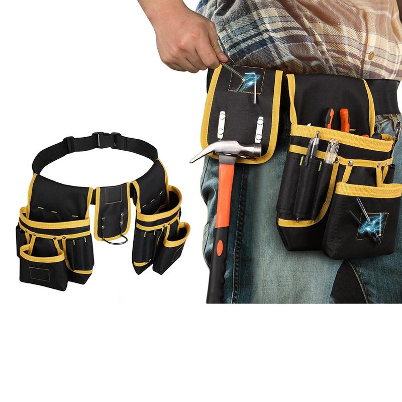 Electrician Waist Tool Bag Waterproof Oxford Cloth Utility Waist Belt Pouch Bag for Holding Drill Utility Tool Bag