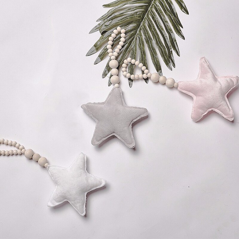 3pcs/4pcs Baby Room Decoration Baby Room Accessories Baby Girl Room Decor Moon Wooden Bead Kid Decoration Room Newborn Bed Prop: 3pcs STAR