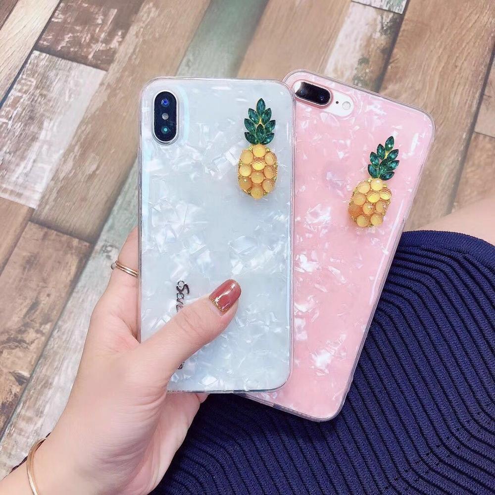 Luxury Rhinestone Pineapple Pearls Phone Case Soft TPU Cover Korea Casing For iPhoneXS MAX 8PLUS 6s 7plus Skin Shell Protection