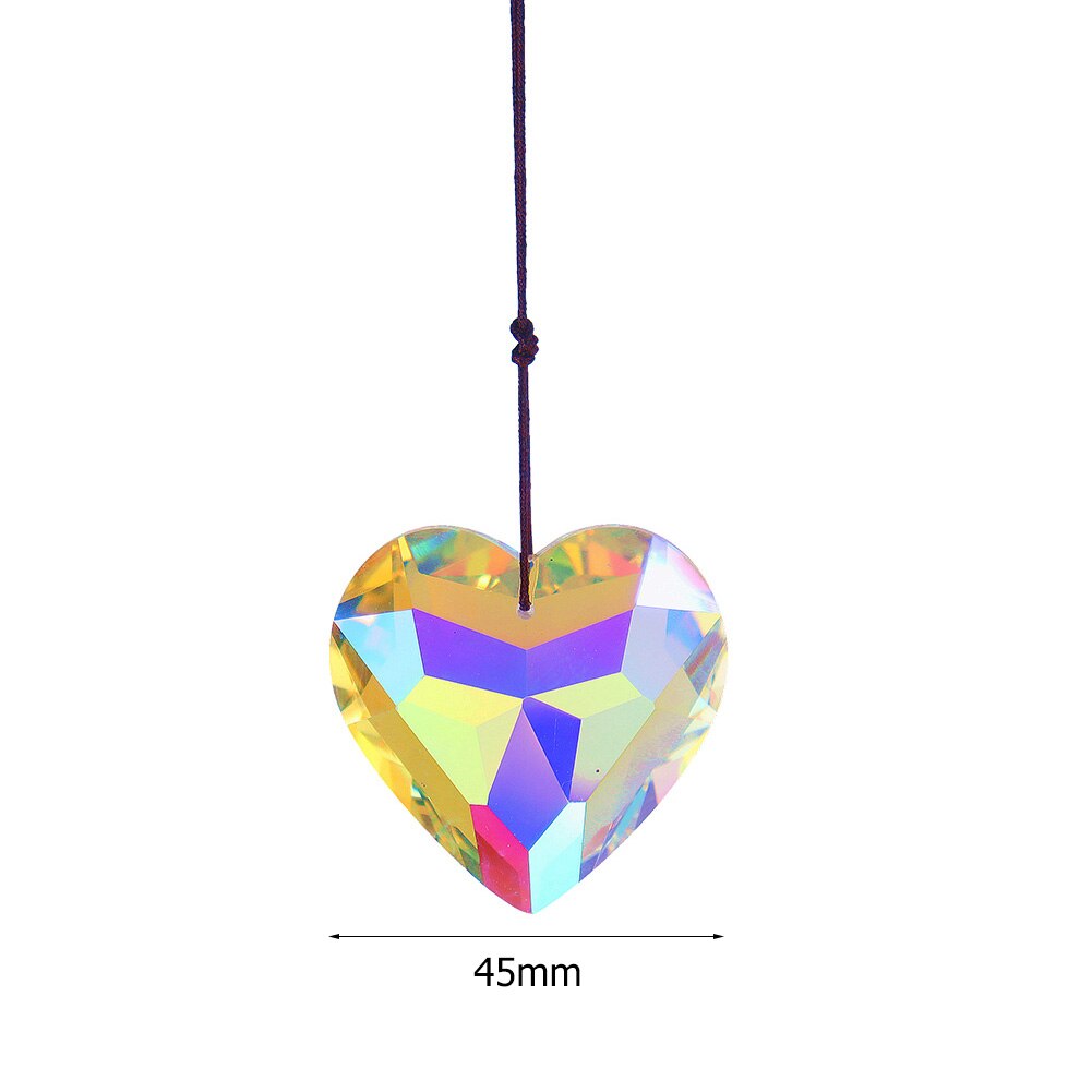 Crystal Windchimes Ornaments Heart Love Crystal Window Craft Outdoor Garden Hanging Pendant Wind Chimes Sun Catchers Decoration