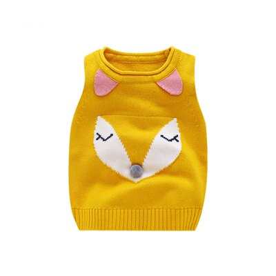 Infants Sweet Cartoon Vest Waistcoat Infant Knitted Vest Newborn Sleeveless Tops Baby Kids Comfortable Cotton Outerwear AA60779: Yellow / 12M