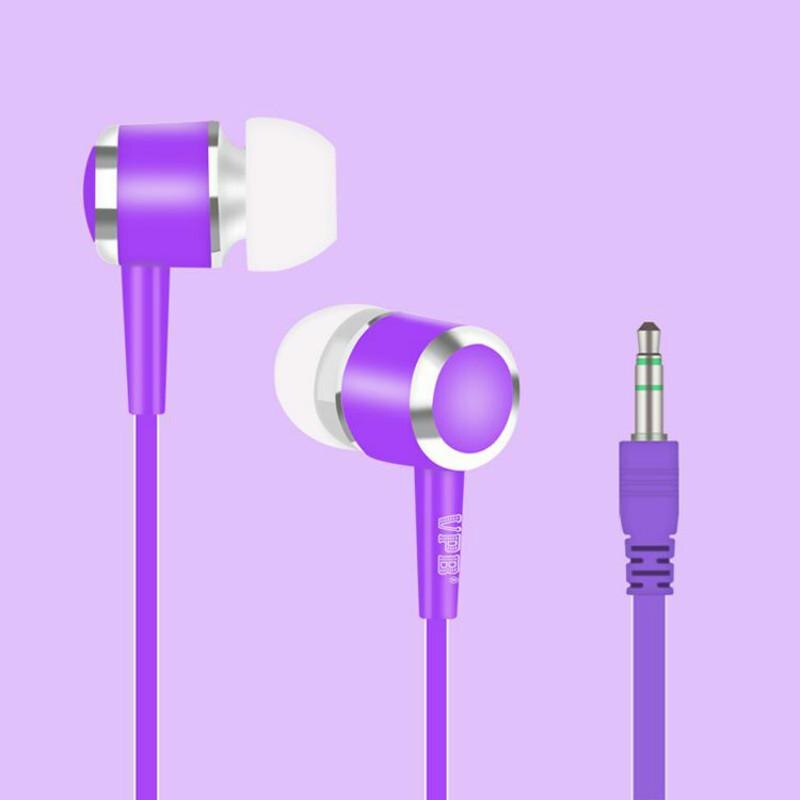 Bekabelde in-ear headset zonder microfoon geruisloze kleurrijke snoep oordopjes oortelefoon voor kinderen mooi en goedkoop: Paars 