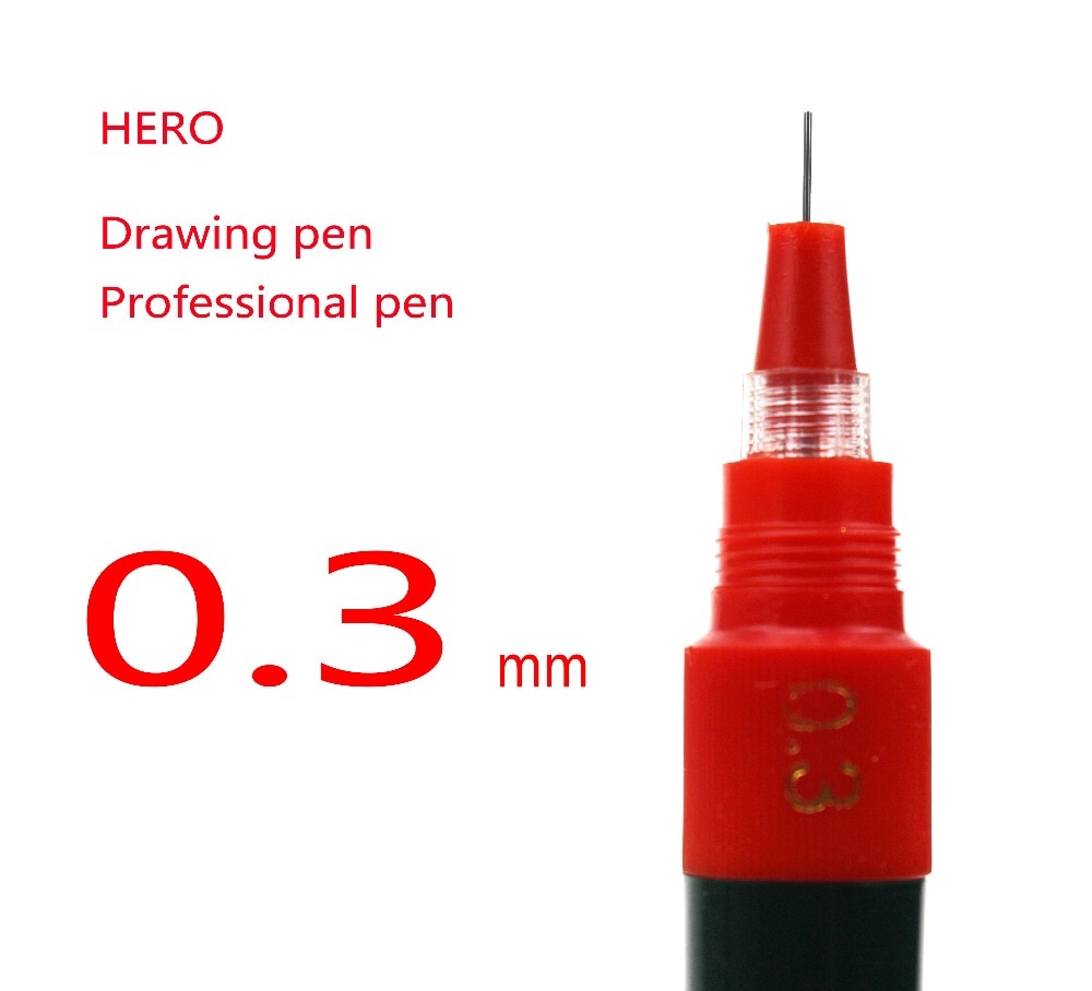 5 stks/partij 0.3mm Hero Oplaadbare inkt naald pennen tekening pen Technische pen