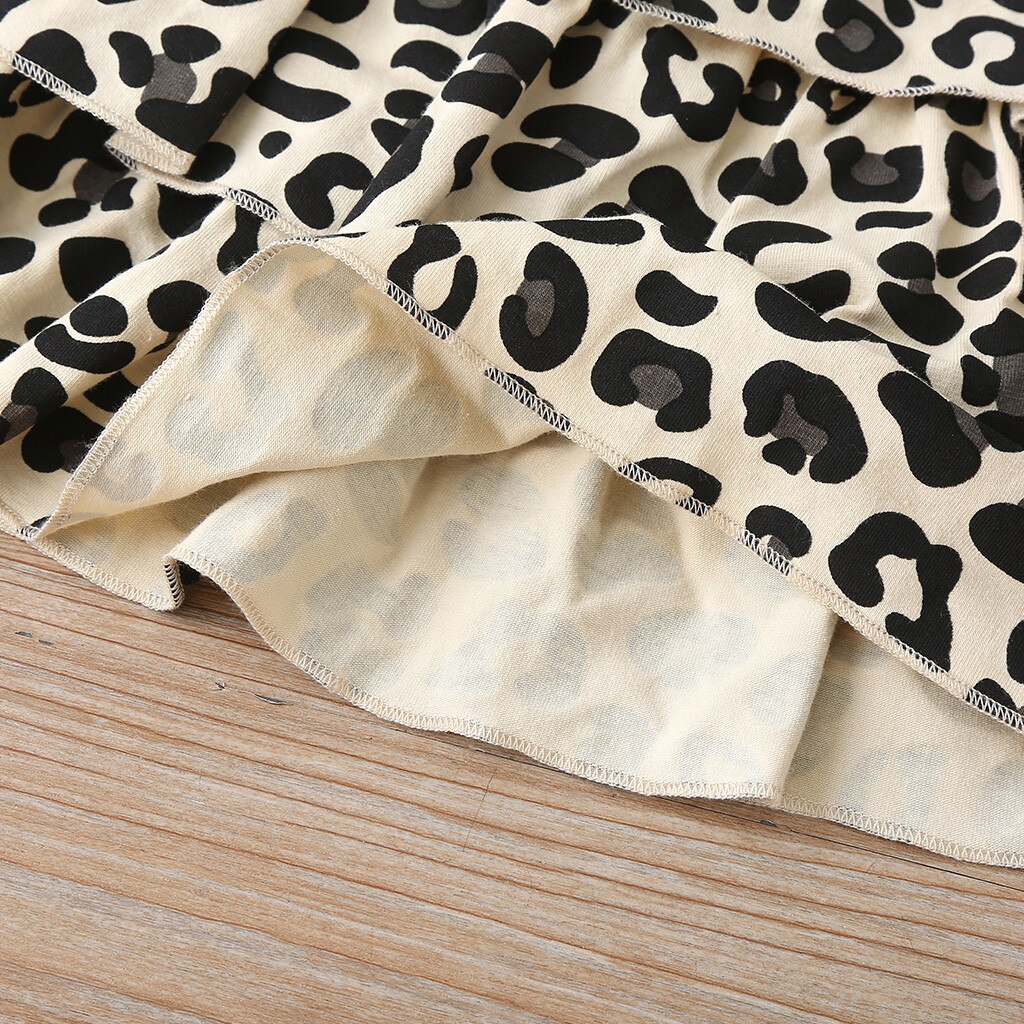 2020 autunno Bambino di Inverno Del Bambino Scherza I Vestiti Del Bambino Delle Ragazze Casual Abiti A Maniche Lunghe Della Stampa Del Leopardo Dell'increspatura Del Vestito Del Bambino Vestiti Della Ragazza