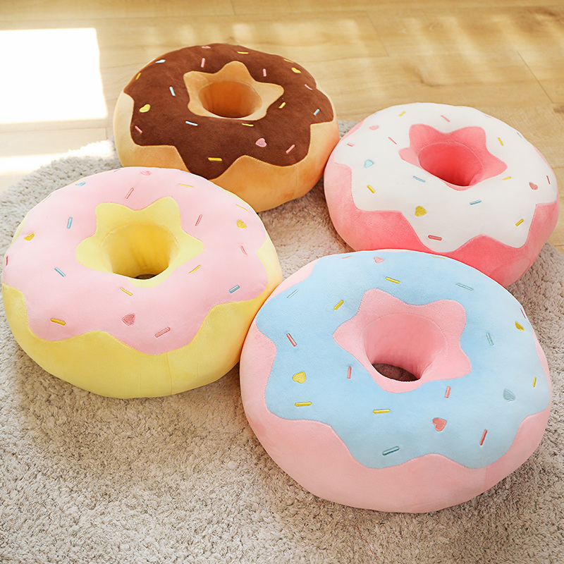 Decoration Donut Plush Pillow Like Real Fantastic Ring Shaped Food Plush Soft Seat Cushion Head Pillow Christmas