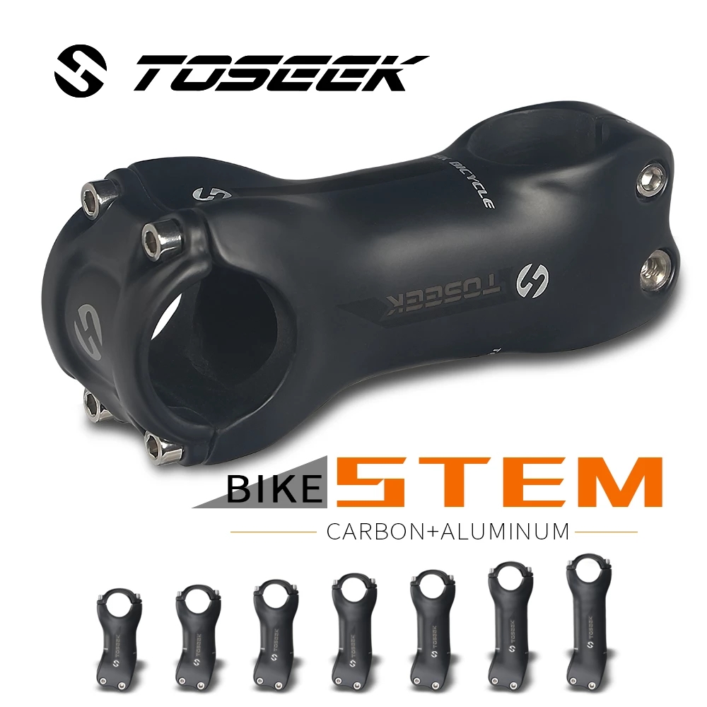 TOSEEK Super Light Full Carbon Fibre Bicycle Stem Bike Parts Matte Angle 6 / 17 Degrees Length 70/80/90/100/110/120/130mm