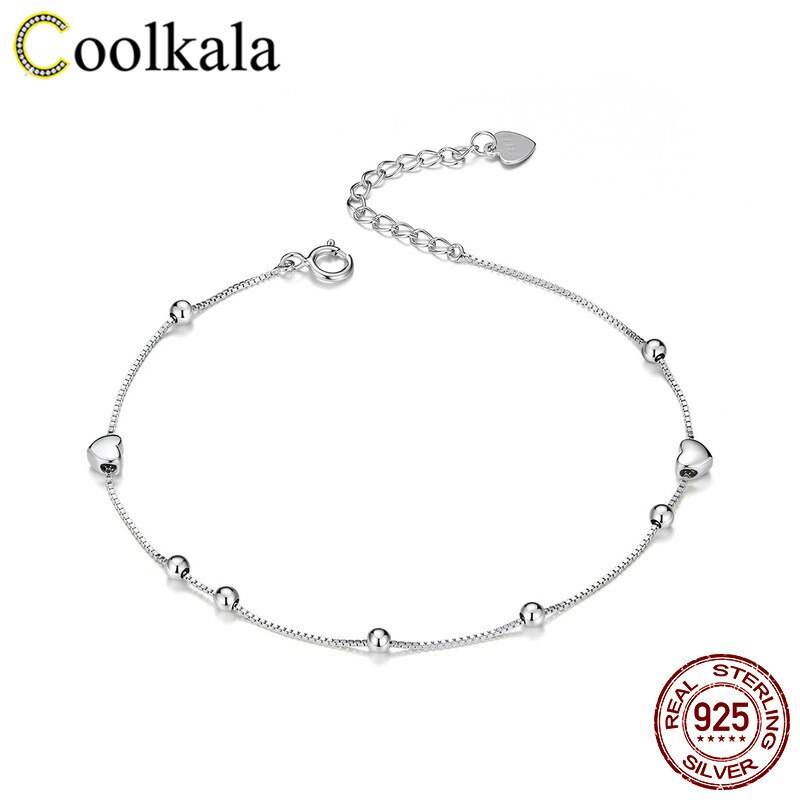 Coolkala evelle concise small fresh five-puntige ster ronde bal armband, zuiver zilver plating, witgoud: oorlog in het paradijs: Default Title