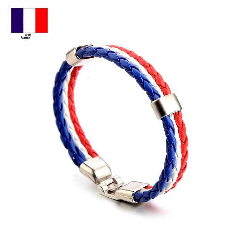 National team Flag Leather france Wristband Nigeria Bracelets soccer SPAIN: france