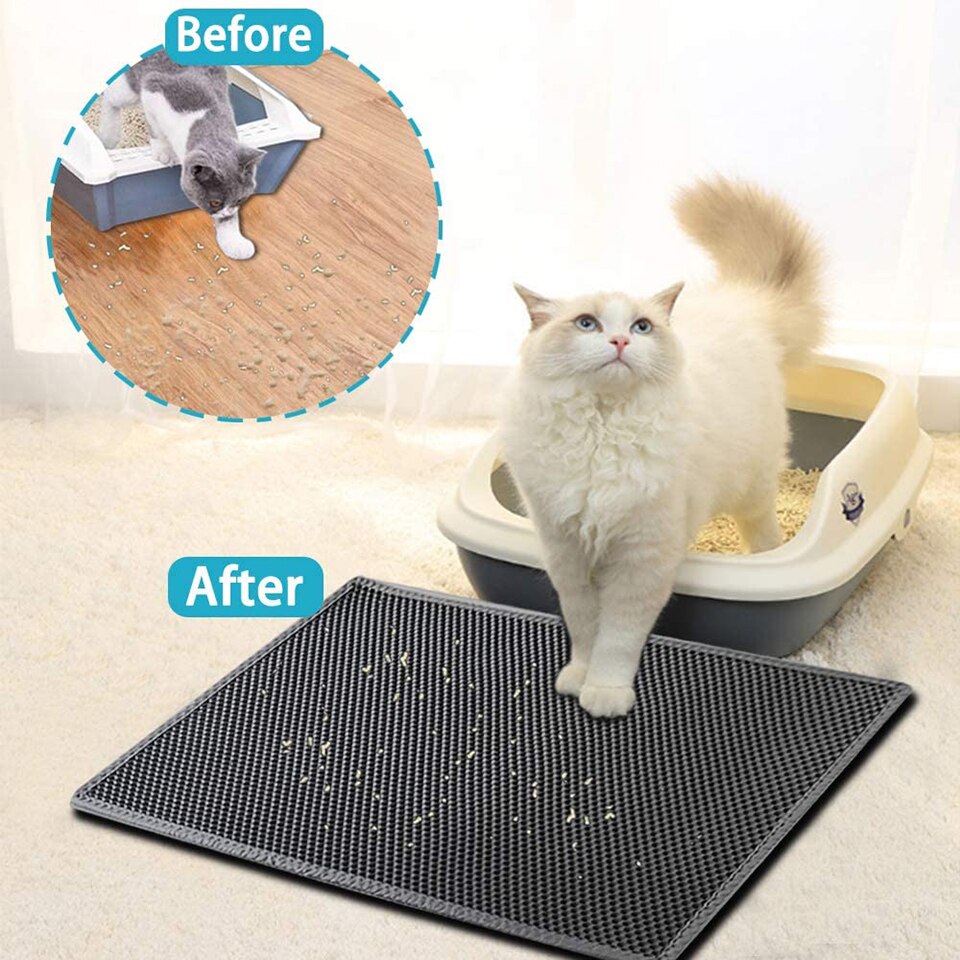 Cat Litter Mat Honeycomb Double Layer Waterproof Urine Proof Trapping Mat Litter Box Mat Easy Clean Scatter Control Litter Mats