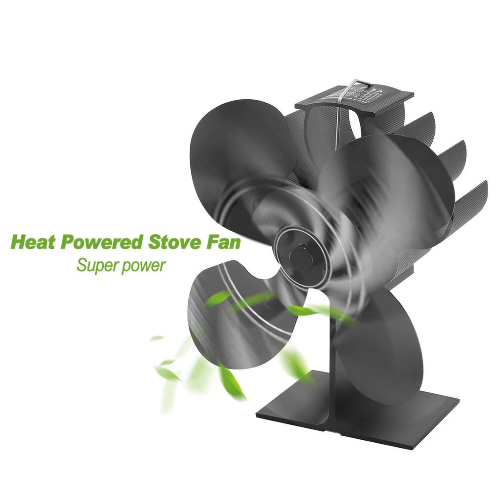4 Blades Efficient Heat Distribution Heat Powered Stove Fan For Wood/Log Burner/Fireplace Environmental Protection Stove Fan