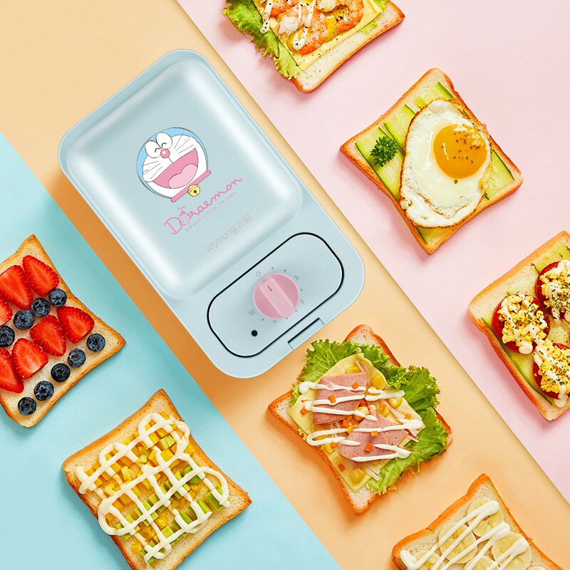 220V Portable Mini Electric Waffle Maker Non-stick Household Sandwich Bread Baker Machine With 2 Plates