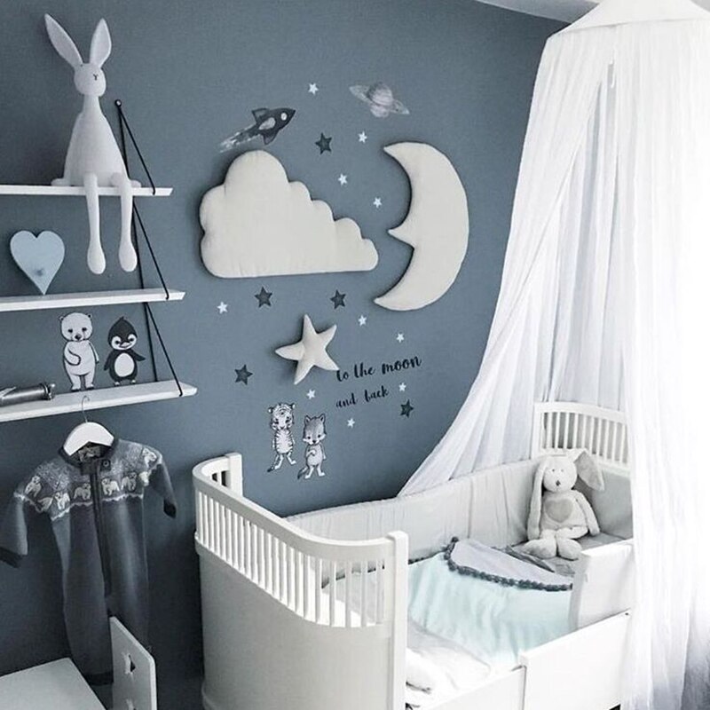 Baby Room Decor Crib Bumper Wall Hanging Decoration INS Nordic Style Moon Star Cloud Bedding Set Photography Props