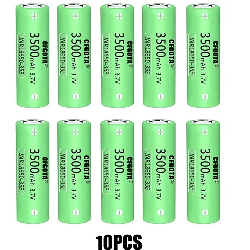 100% original 18650 3500mah 20th discharge inr18650 35e 3500mah 18650 3.7v li ion rechargeable battery: green