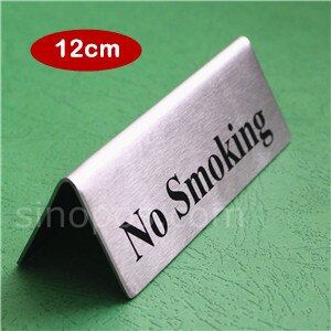 Steel No Smoking Sign, heavy metal table tent non smoke symbol double sided bar restaurant office notice display triangle stand: 12cm