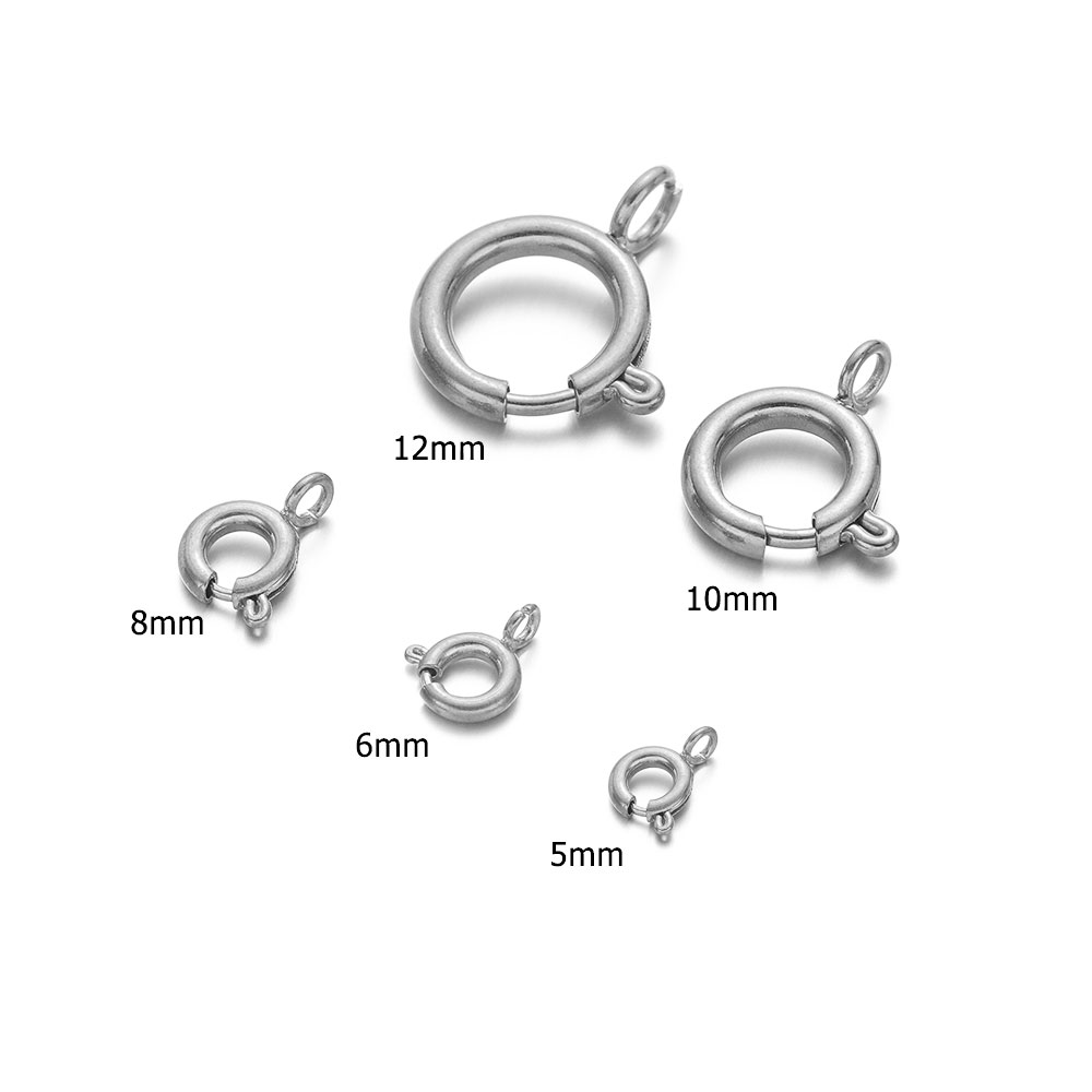 10 stuks cirkelveerknop roestvrijstalen sluitingen haken eindconnectoren voor doe-het-zelf ketting sluitingen sieraden maken accessoires: M / Black