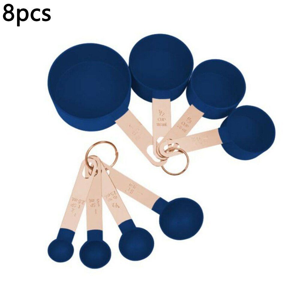 8Pcs/Set Stainless Steel Measuring Cups Spoons Kitchen Baking Cooking Tools Set 4 Spoons+4 Cups Blue Pink Gray Green