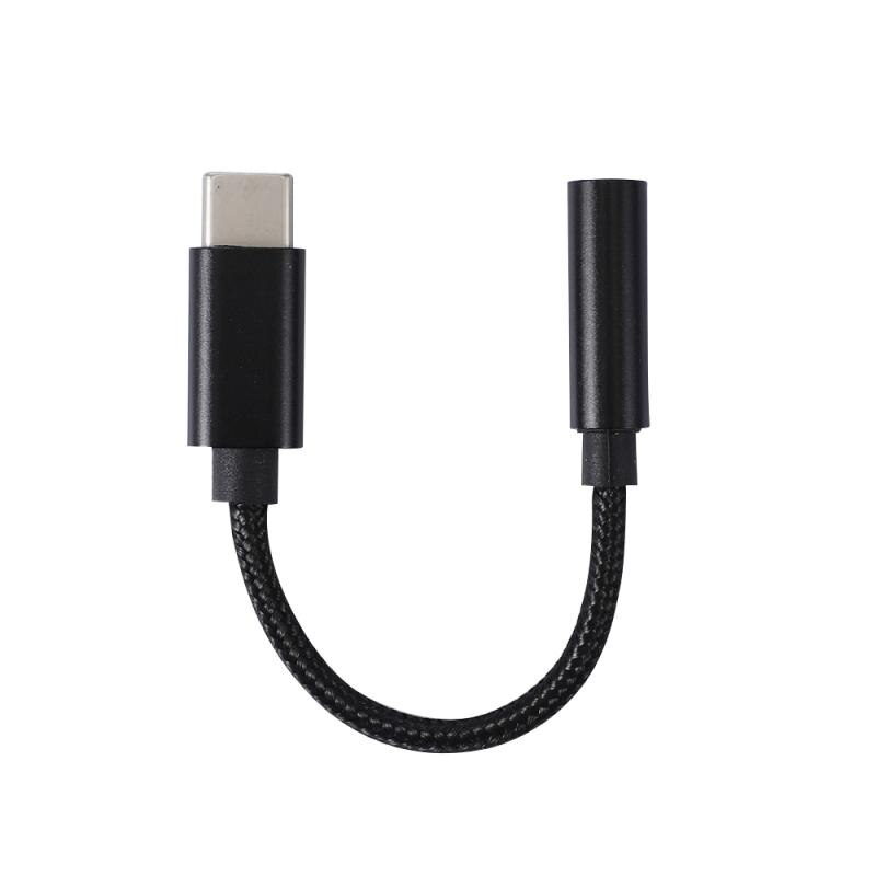 Nylon USB C di Tipo C A 3.5mm del Trasduttore Auricolare Cuffie Cavo del Convertitore Jack Adattatore Audio Digitale Per Ipad Pro Samsung huawei Xiaomi: Black