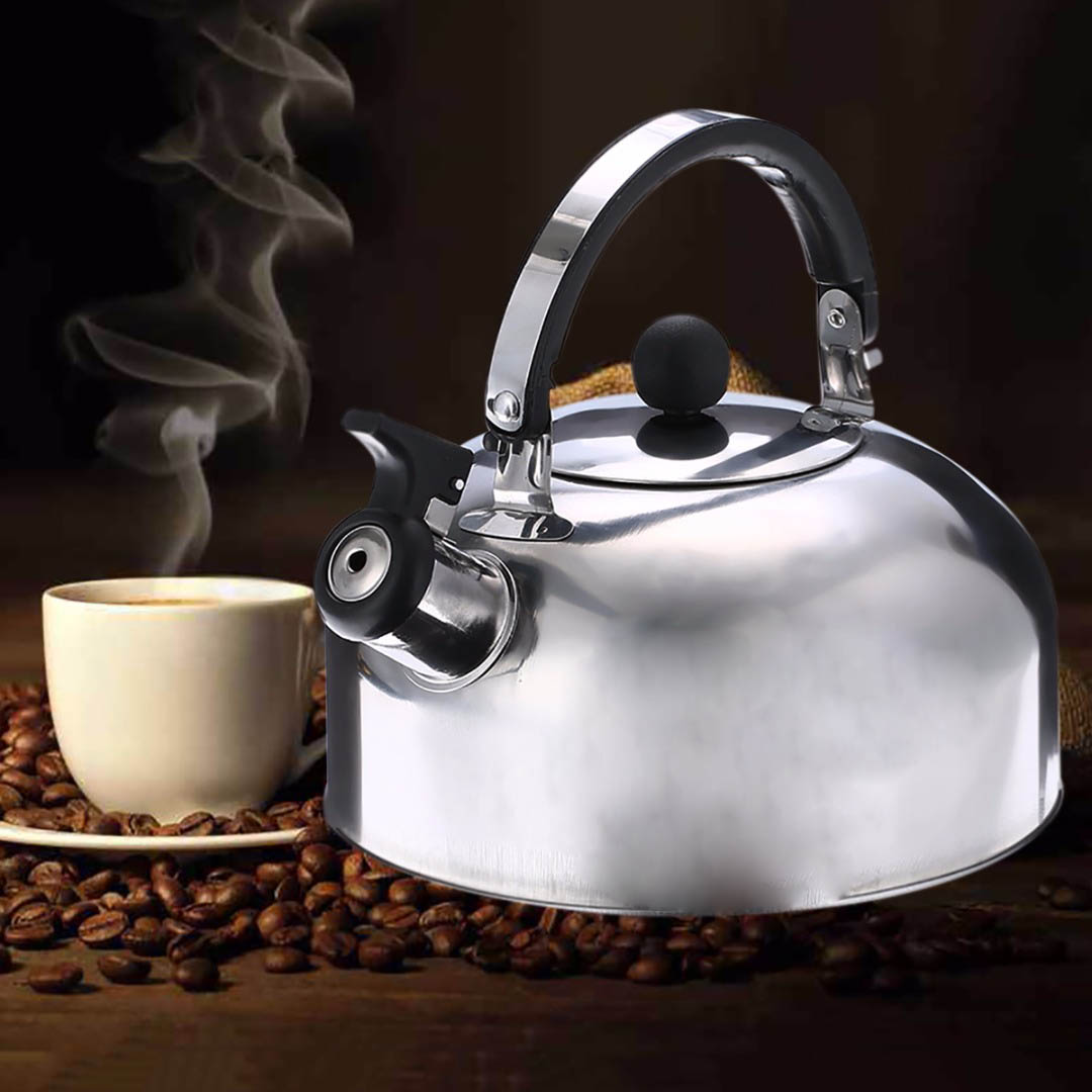 2L Stainless Steel Whistle Tea Kettle Water Pot Heat Assitant Handle Silver Newest