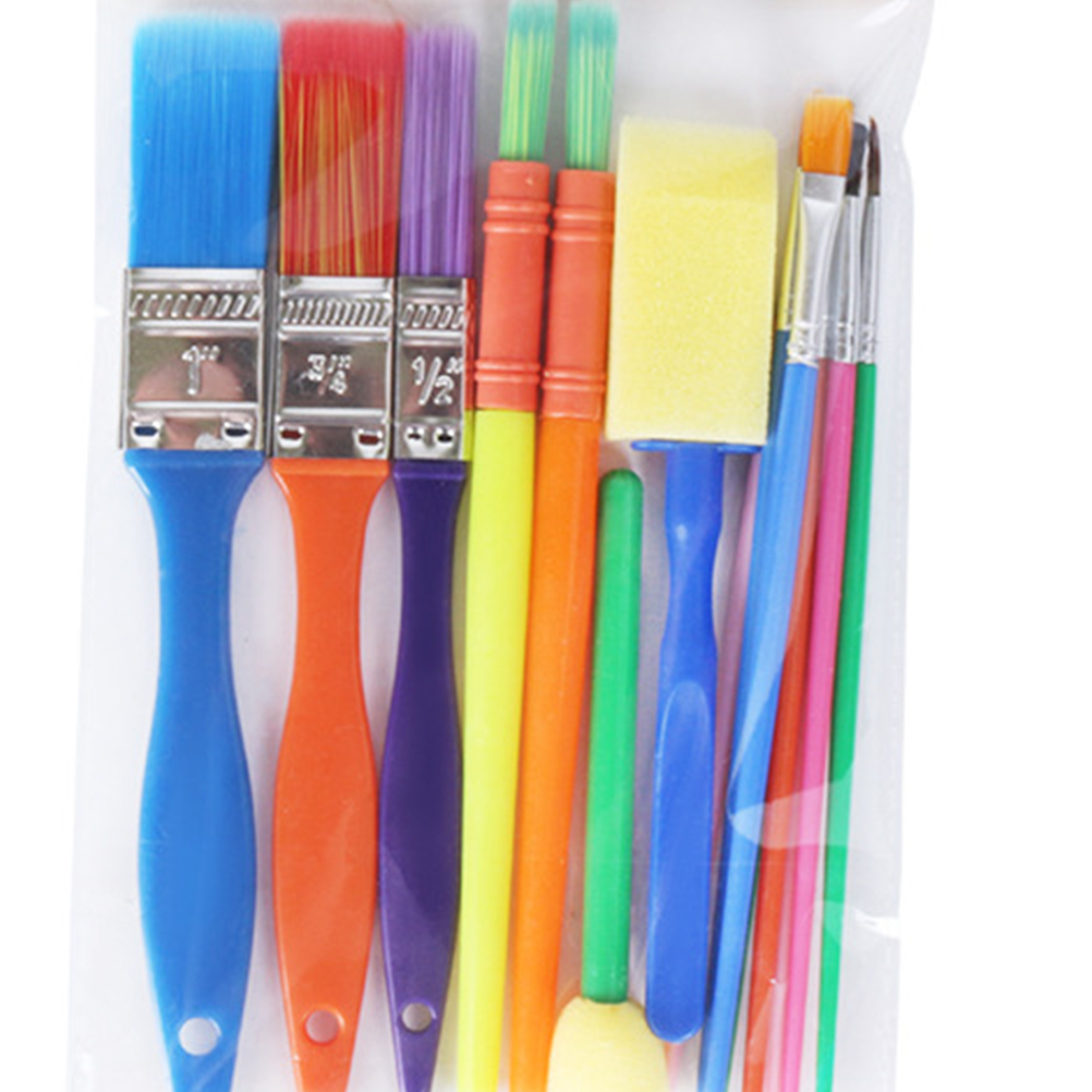15pcs Kids Art And Craft Painting Drawing Tools Mini Sponge Brush Set Painting Brush Set Fun Kits Early DIY Learning For Artists
