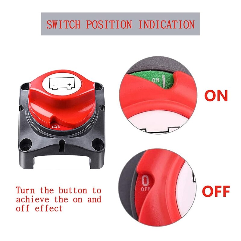 12V 24V 48V Battery Disconnect Switch, RV Master Isolator Cut Off Switch for Marine Boat Car Truck Camper RV Trailer