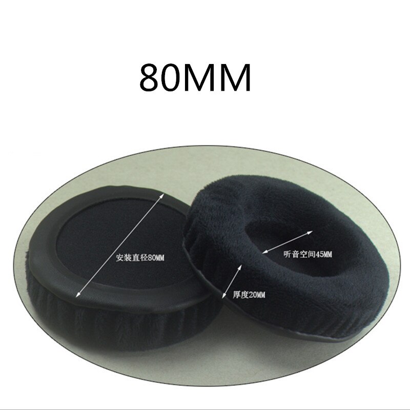 Interchangeable Black Velvet Earphone Set 60 65 70 75 80 85 90 95 100 105 110 115 120 MM Ear Pad Ear Pads Cushions 23 AugZ5: 80MM