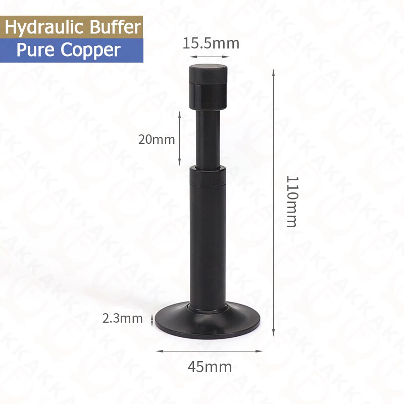 KAK-Tope de puerta silencioso hidráulico de cobre puro, Tope de puerta de piso, parachoques montado en la pared, Hardware táctil de puerta no magnético: Copper Buffer Black