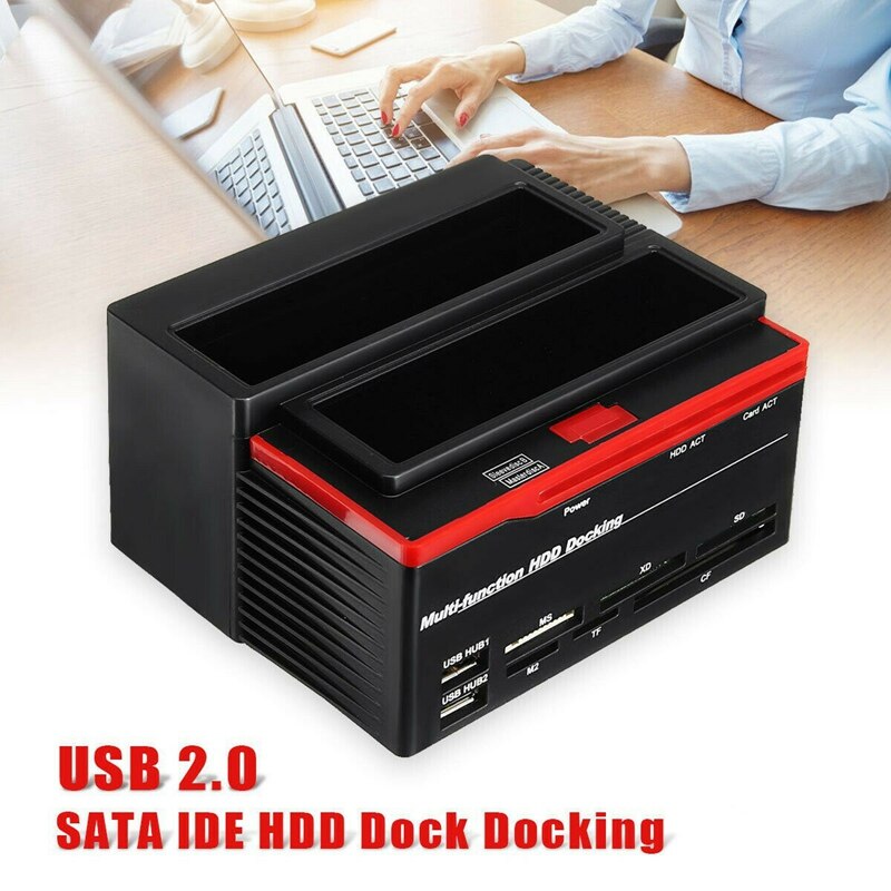 External 2.5 Inch/3.5 Inch USB 2.0 to 2 SATA 1 IDE HDD Hard Drive Docking Station Drive Disk Clone Card Reader USB3.0 M2 TF SD S