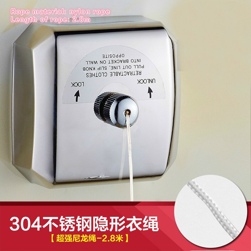 Antiskid Clothesline Simple Clothesline 304 Stainless Steel Retractable Wire Clothesline: color-2