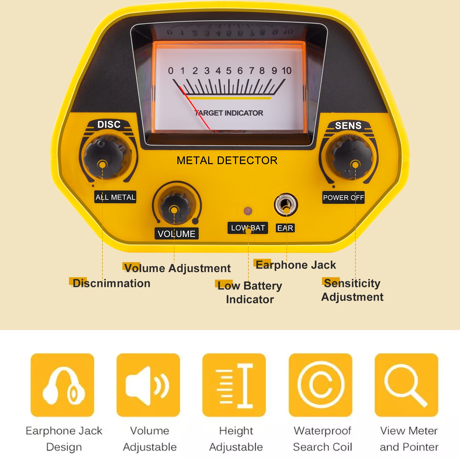 GT-5090 Underground Metal Detector Wiring Depth Gold Treasure Pinpointer Finder Metal Detecting Tool Waterproof Coi