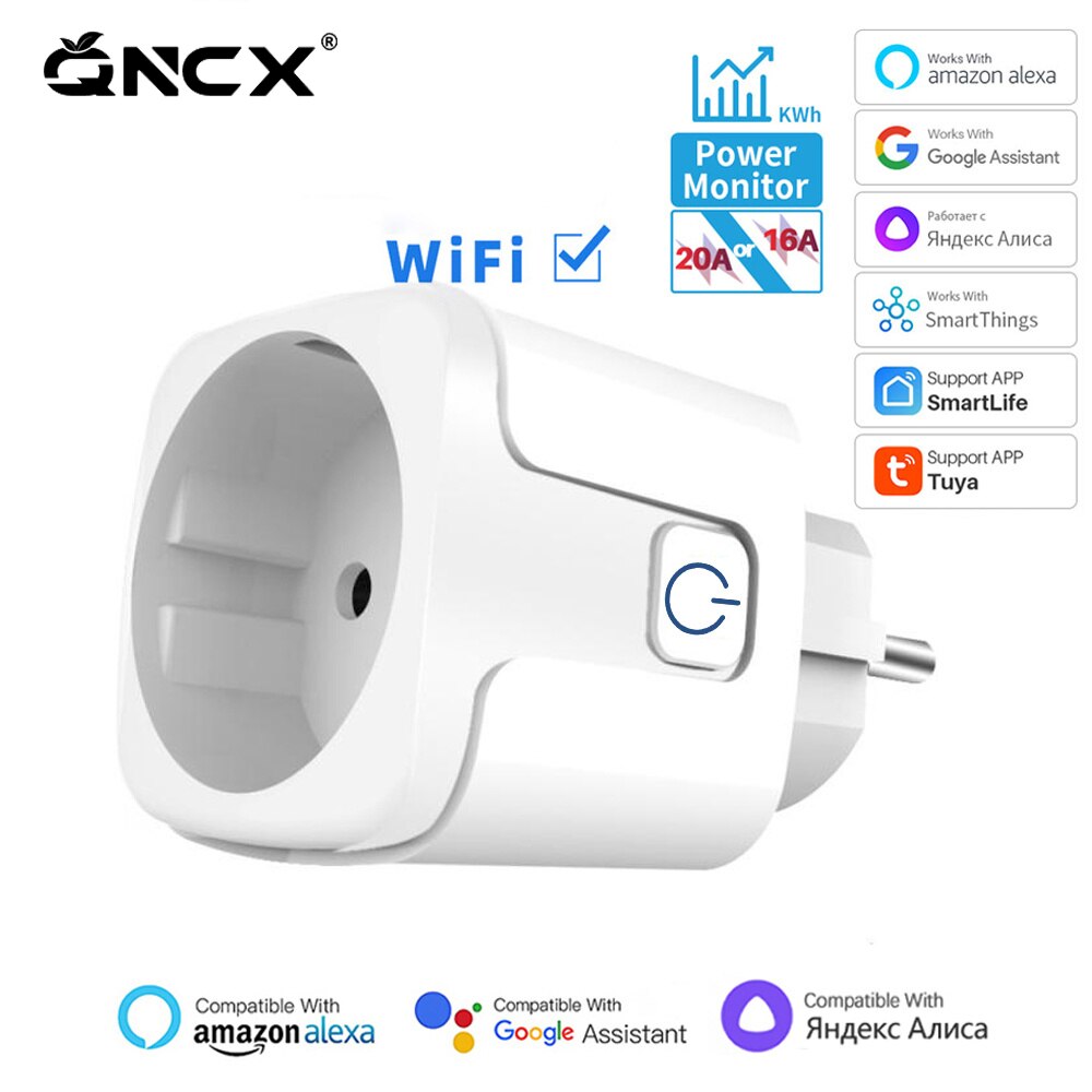 Tuya 16A 20A EU inteligentne gniazdo inteligentna wtyczka WiFi z monitorowaniem mocy funkcja odliczania czasu sterowanie głosem Alexa Google Assitant