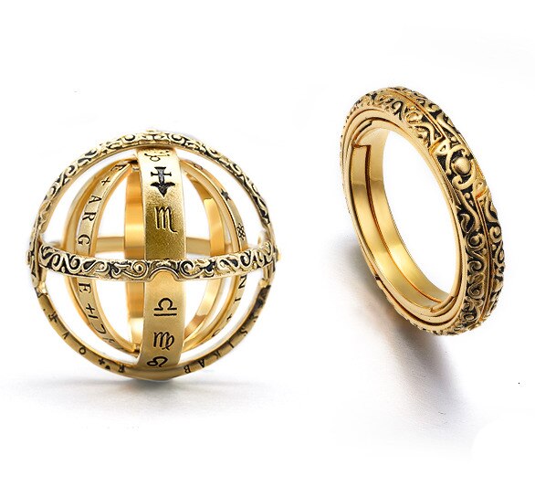 Bague astronomique du 16ème siècle, anneau de fiançailles cosmique, Couple amoureux, ouvert et fusionné, se déplie dans la sphère astronomique
