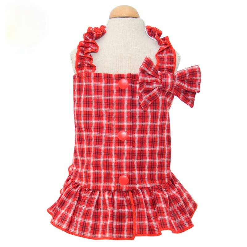 Kleine Hond Meisje Jurk, Leuke Plaid Patroon Vest Lente Zomer Jarretel Rok Kleding Kleding Voor Pet Puppy Kleine Hond: Red / Xl