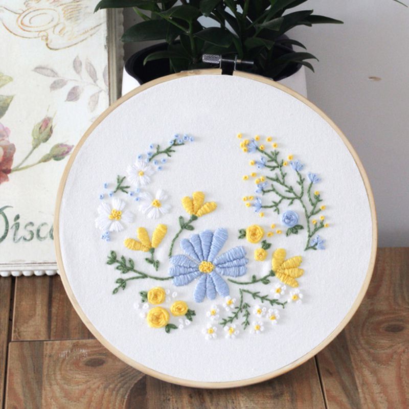 Diy broderi starter materiale pakke kit plante blomstermønster broderi korssting tråd håndarbejde kits