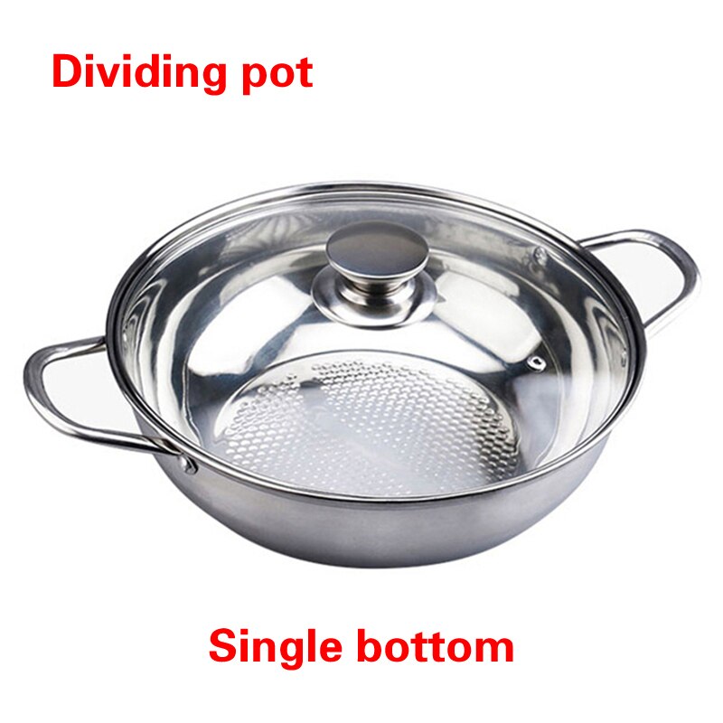 Home Kitchen Cookware Soup Cooking Pot Twin Divided Stainless Steel Pot Hotpot Induction Cooker Gas Stove Compatible Pot: 28cm Soup pot
