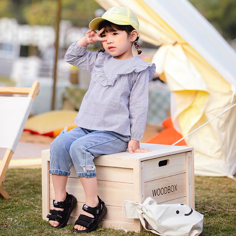 Ropa para Niñas , camisas de manga larga para niñas, blusa a cuadros de algodón, camisetas de princesa para niñas pequeñas, Tops casuales para niños pequeños
