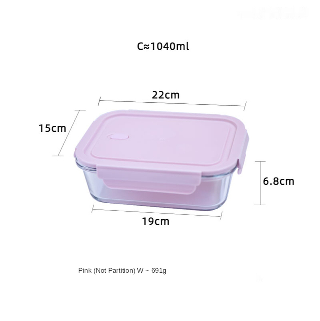JSWORK Glass Bento Lunch Box Food Storage Picnic Microwave Oven Marmita Kitchen Containers Tupper Cristal Meal Prep: Pink 1grid