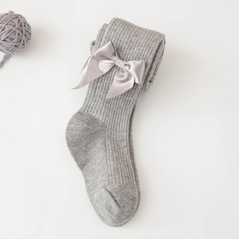 1 pz nuovi bambini collant fiocco bianco ragazza verticale cotone pantaloni fondo bambino primavera bowknot strisce verticali calze 0-4T