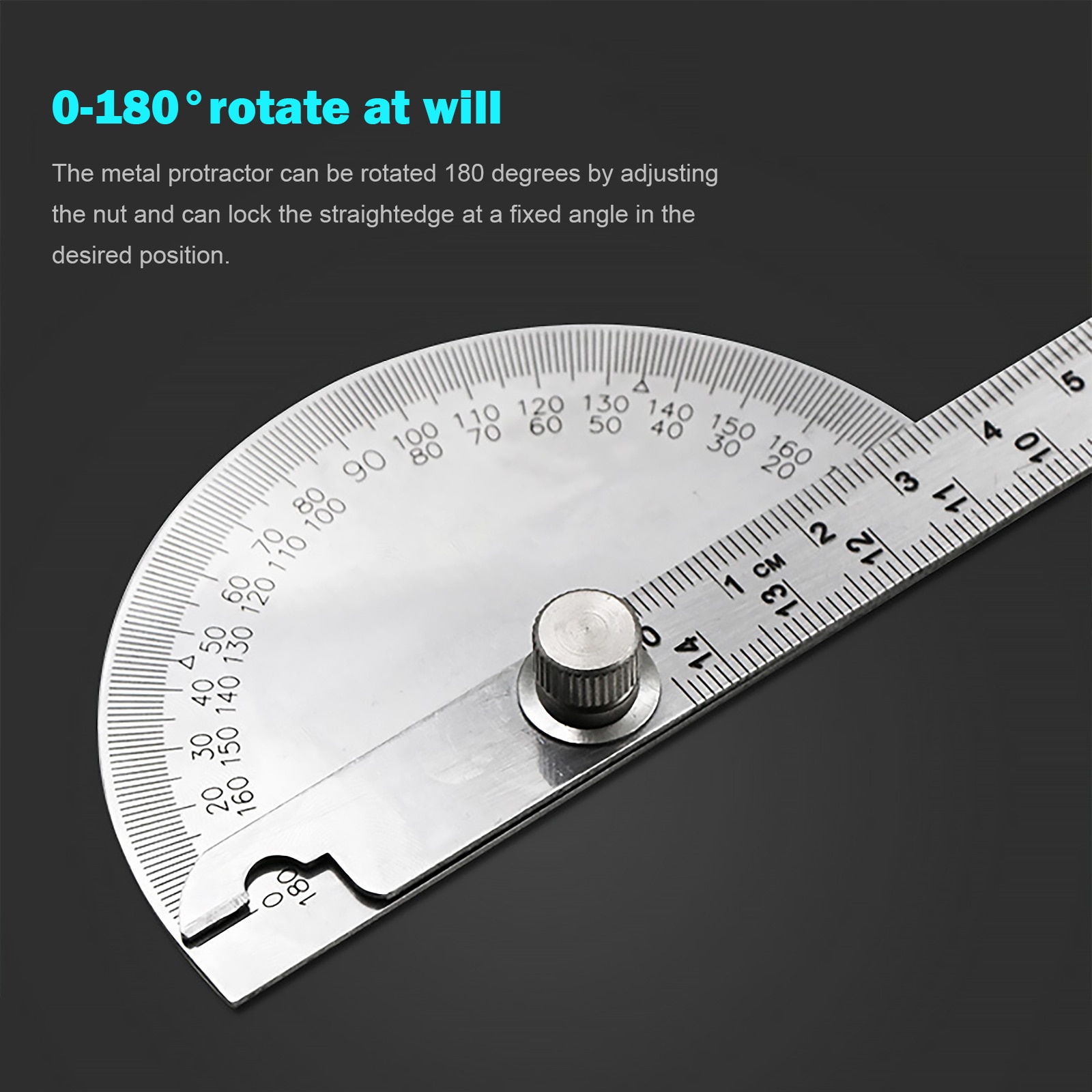 Stainless Steel Protractor 0-180 Degrees Solid Protractor 14.5cm Universal Ruler for Engineering Craft Construction Tool