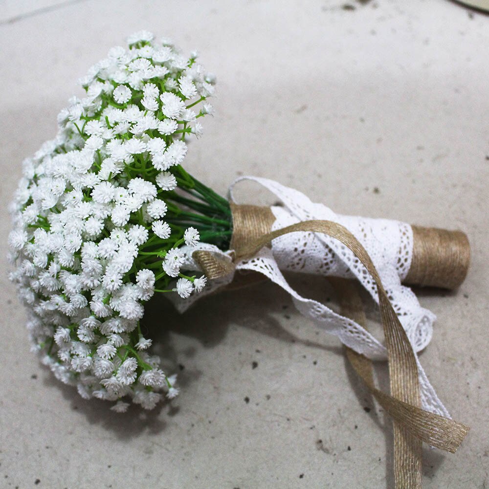 Echt Fotos Künstliche Weiß Kleine Blume Hochzeit Strauß SchöNe Hochzeit Zubehör Blumenstrauß Mariage