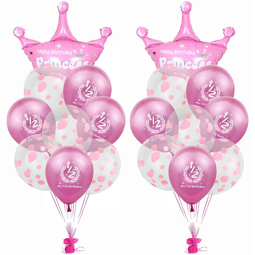 Amawill Half Birthday Party It's My 1/2 Birthday Banner Pink Blue Latex Balloons 6 Months Baby Shower Girl Boy Decorations 7D: 11
