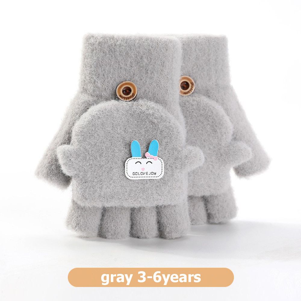 Baby Winter Handschoenen Jongens Meisjes Gebreide Vingerloze Wanten Kinderen Half Vinger Flip Manchet Wanten Peuter Warme Handschoenen 1-6 jaar: grey-3-6Years