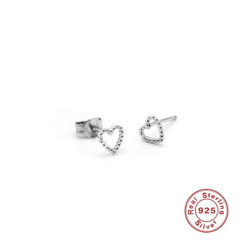 Roxi 925 sterling sølv hjerte øreringe minimalistiske perler hule hjerte eaiings til kvinder koreansk smykker fest: Sølv