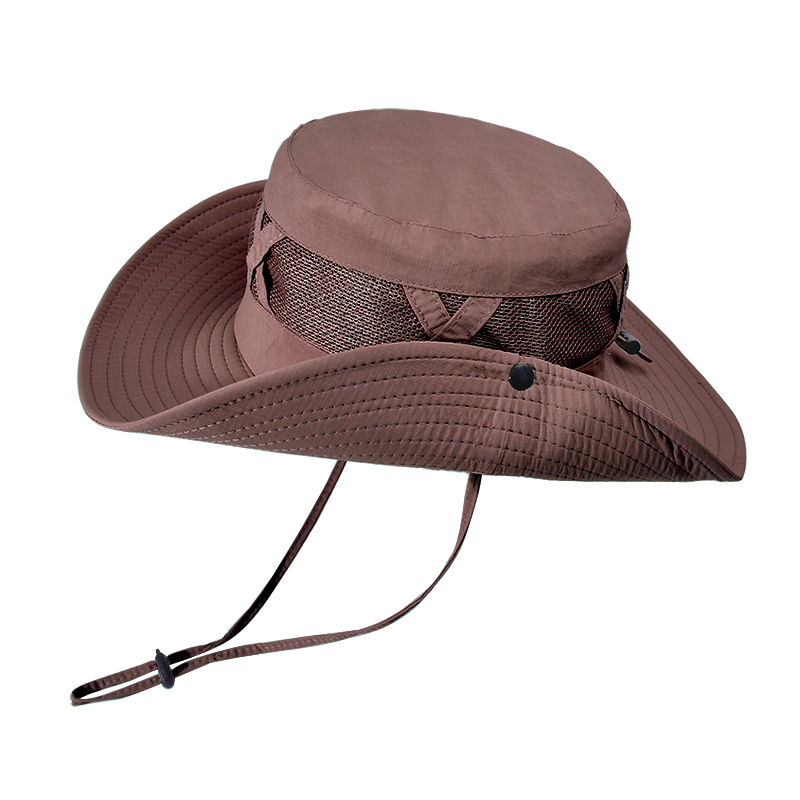 Xinbaoguan 100 % Nylon Frühling/Sommer groß Traufe Atmungsaktiver Sonnenschutz Fischerhut Herren Sonnenschutz Sonnenhut Angelhut: Kaffee