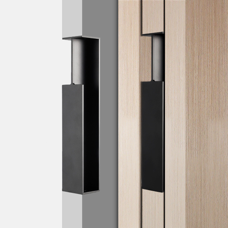 40 / 45MM Pocket Wooden Sliding Door invisible Embedded Handle Sliding Door Hidden Black Aluminum Alloy Handle