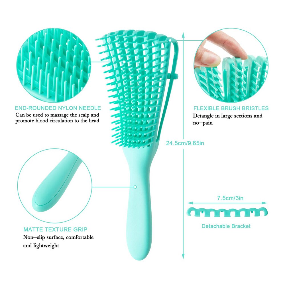 Cepillo de goma para cabello rizado con caja, cepillo de goma para cabello, cepillo masajeador de cuero cabelludo, accesorios de baño