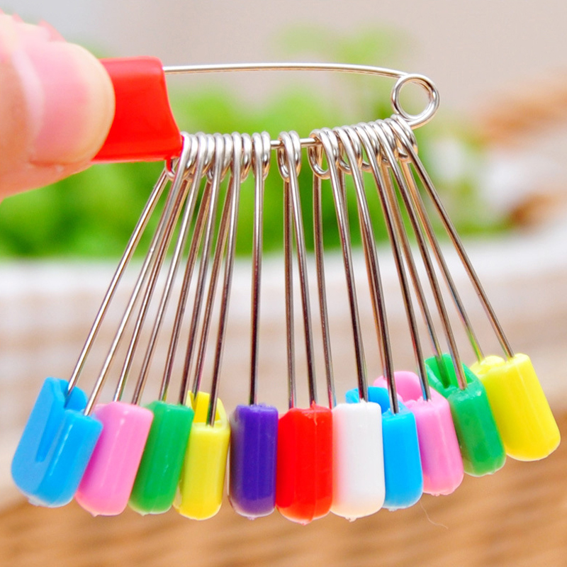 15Pcs Plastic Head Safety Pins Safety Locking Baby Cloth Diaper Nappy Pins Buckles DIY Needle Pins Sewing Supplies