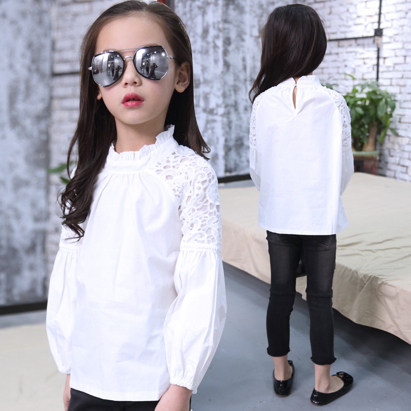 Girls Teenager White Blouses Arrivals Girls Shirts School Uniform Blouses Spring Shirt 4 5 6 7 8 9 10 11 12 13 14 Year