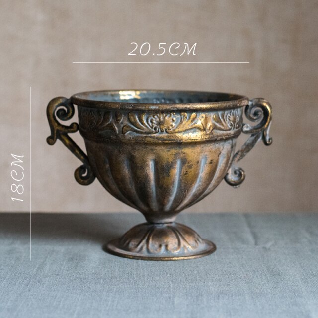 Vintage gamle jernvaser blomsterværelse hjem nordisk indretning gylden sølv europæiske blomster pottebæger klassisk dekoration salon casa: Stil 19