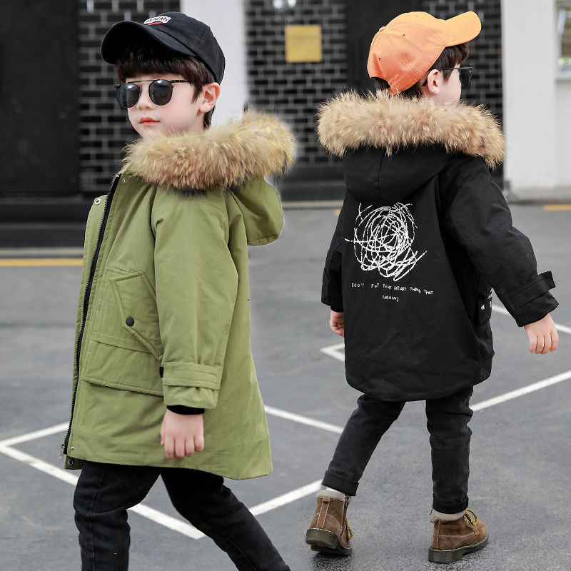 Jaqueta de inverno para meninos 2022 crianças snowsuits além de veludo quente com capuz outerwear casaco adolescente menino grosso preto verde parkas 5-14 y