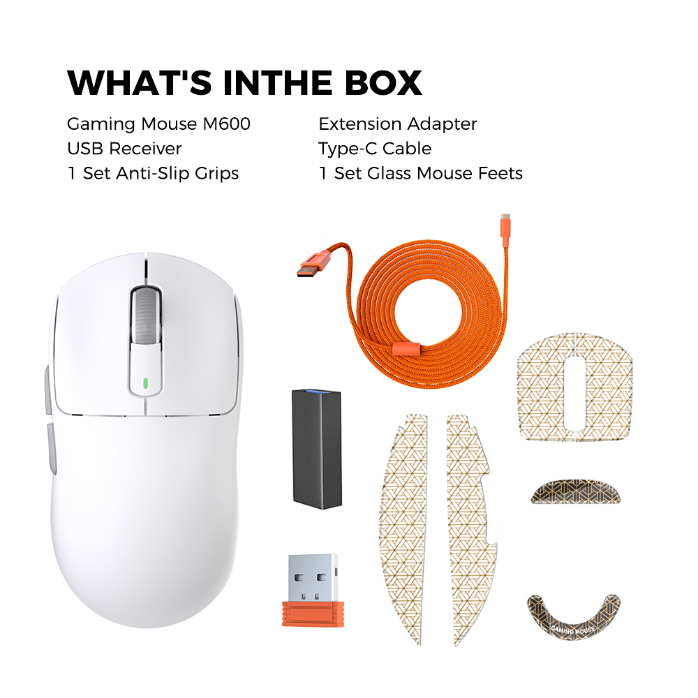 Kysona M600 PAW3395 Weiß Wireless Gaming Esports Maus 55g 26000DPI 6 Tasten Optische PAM3395 Computer Mäuse Für Laptop PC